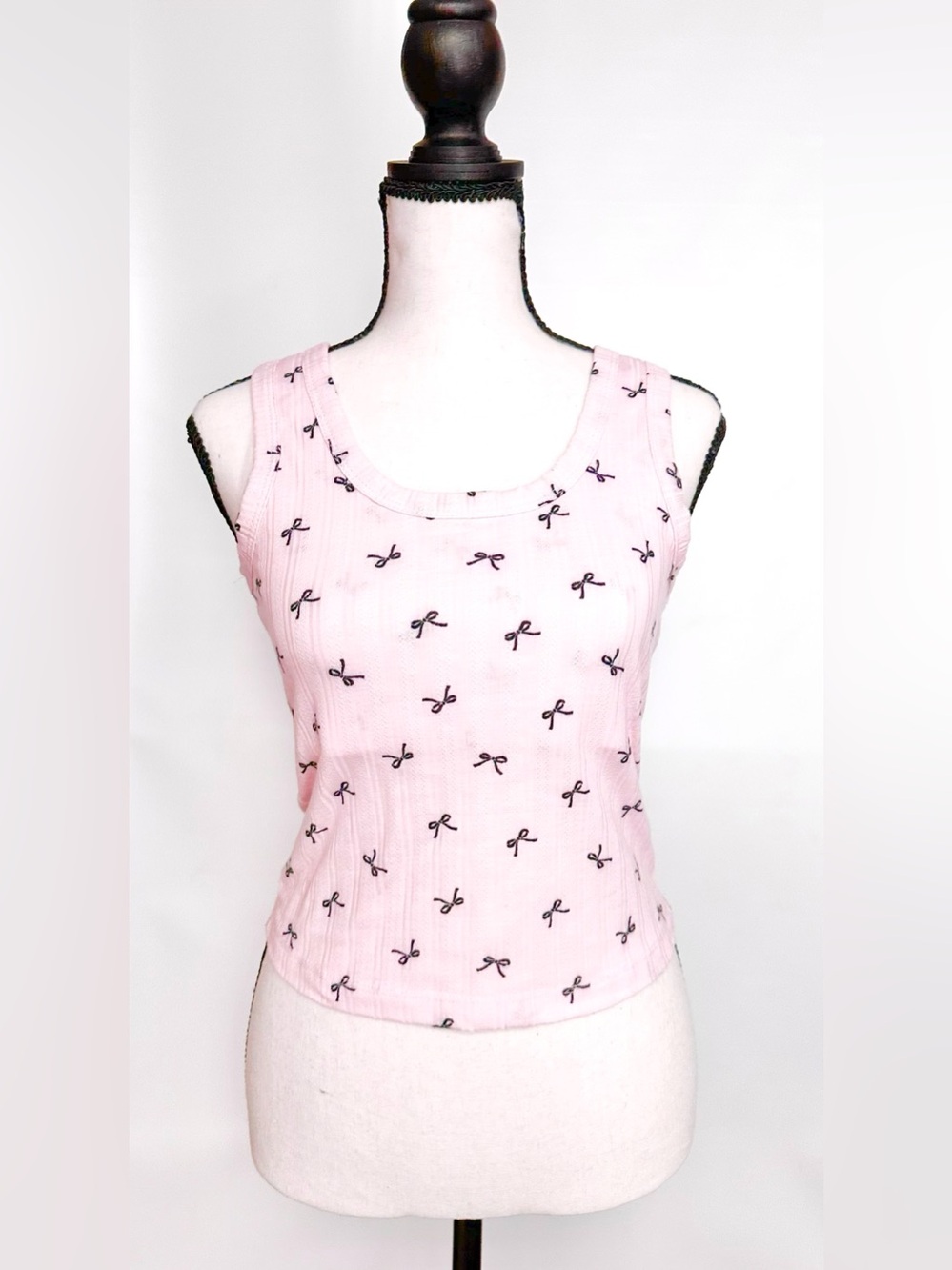 Women’s Pink Bow-Print Tank Top